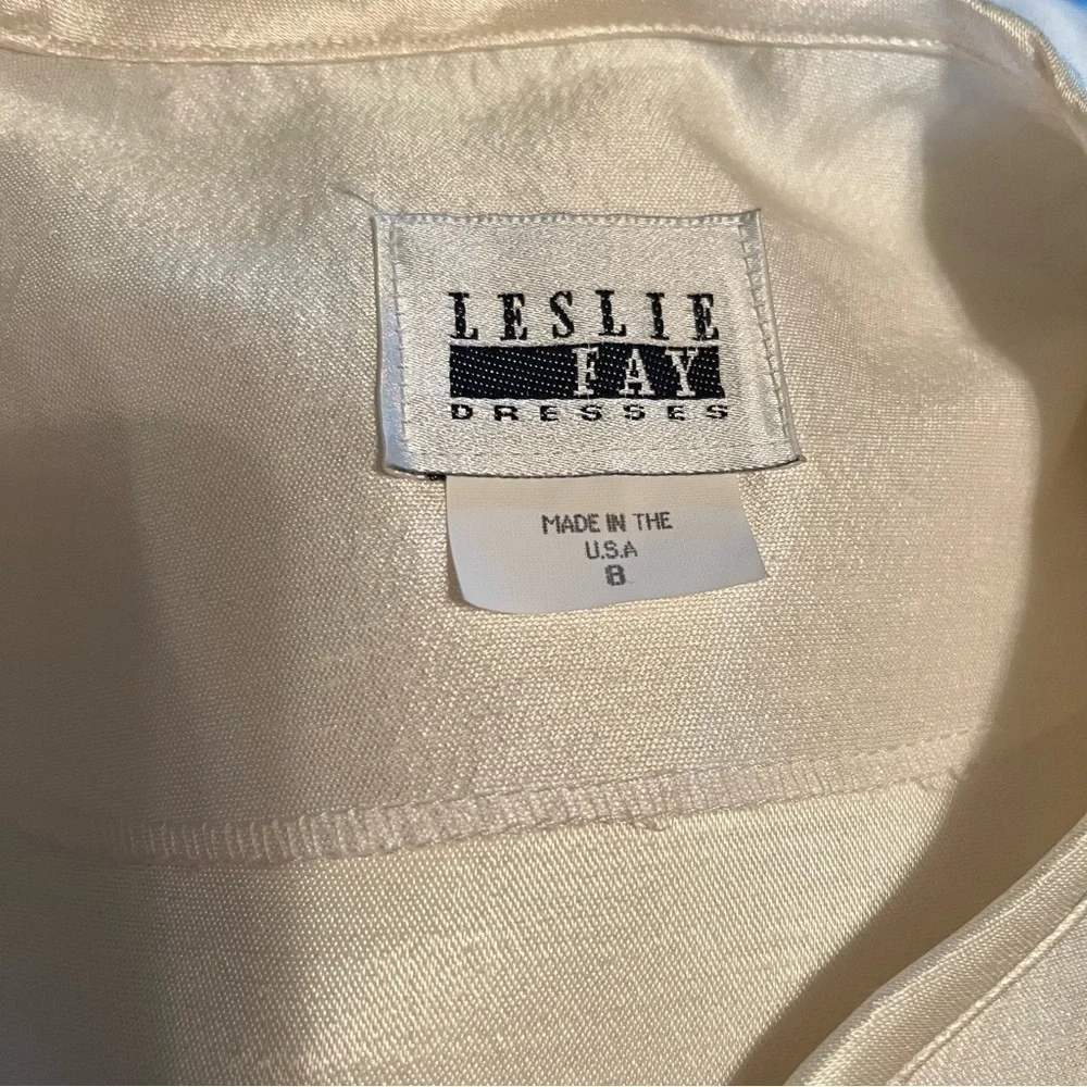 LESLIE FAY VINTAGE SKIRT SET WHITE TEA COLOR SIZE 6 PETITE
